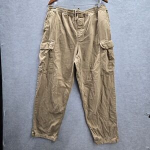 Vans‎ Men Pants LARGE Tan Cargo Range Elastic Skate Baggy Tapered Fit 27"